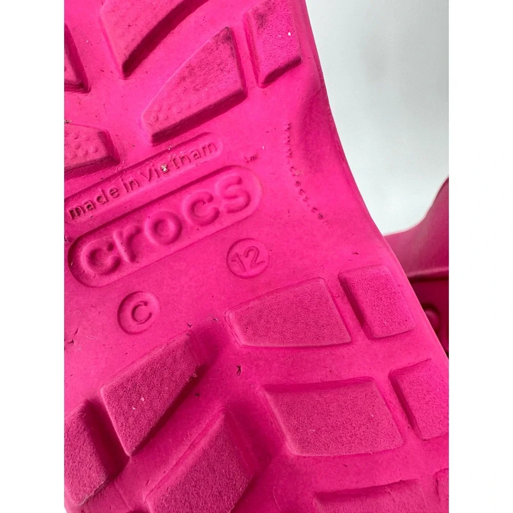 Crocs Handle It Rain Boot Kids Size C12 Pink Waterproof Pull On Boots